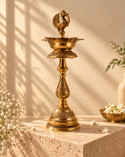 Hand Craft Brass Peacock Pillar Diya