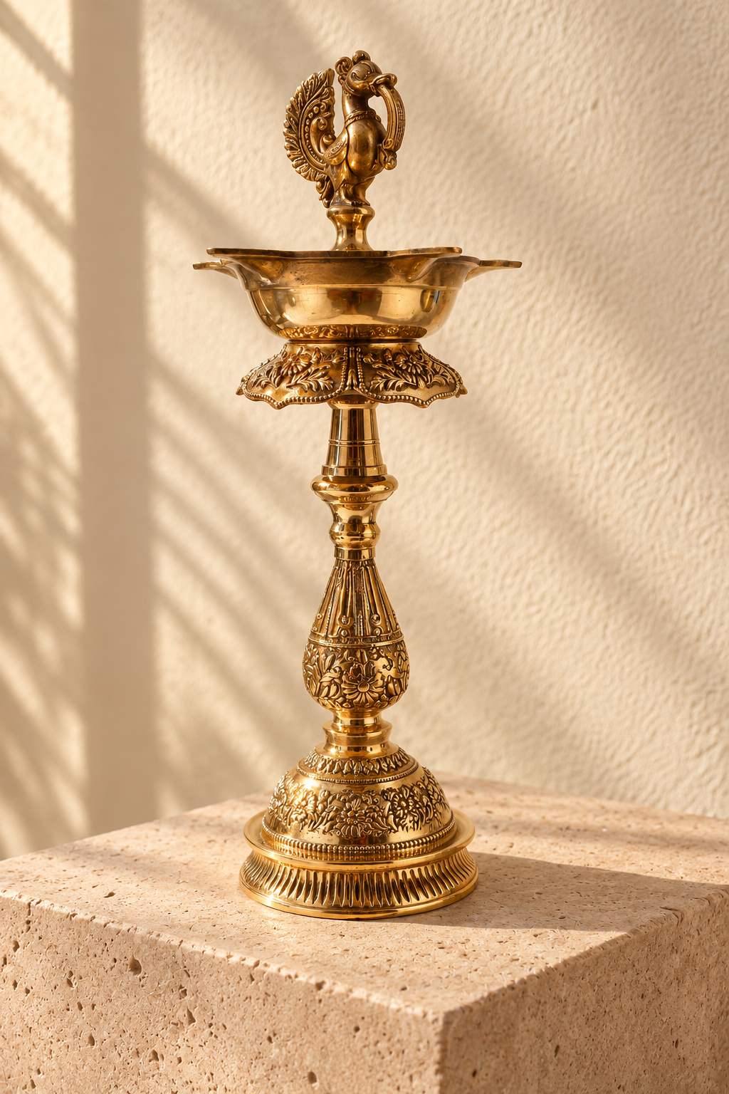 Hand Craft Brass Peacock Pillar Diya